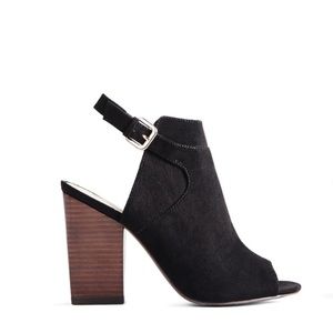 Justfab Bellisima Black Open Toe Block Heel